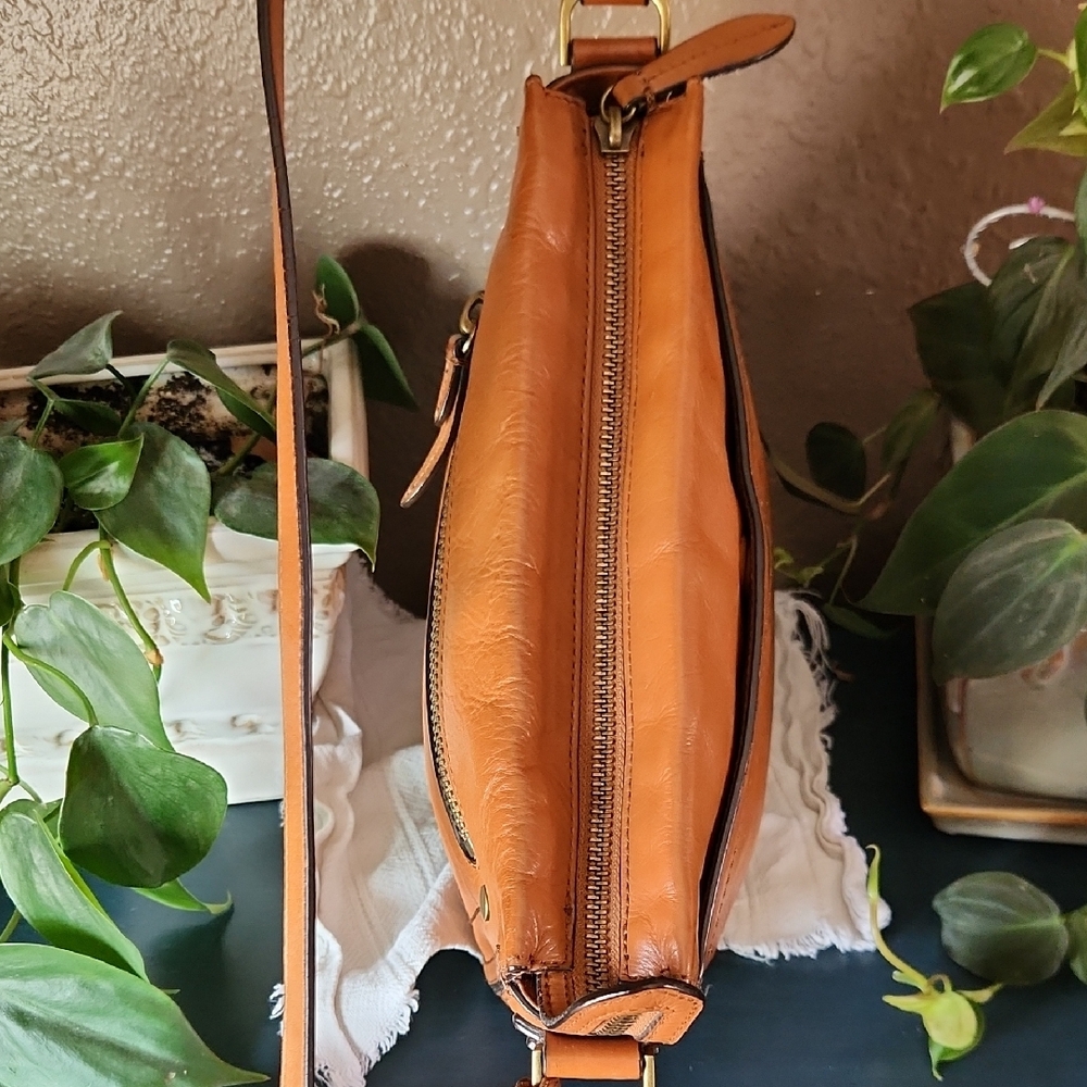 LOW START Cole Haan Saddle Crossbody Bag in Tan Brown with Tassel - Picture 9 of 15